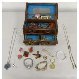 Jewelry Box w/ Contents: Bracelets, Watches,