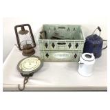 VTG Items: Brass Door Knob Set, White Enamel