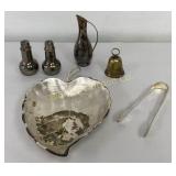 VTG Silver Plate Salt & Pepper Shakers, Tongs,