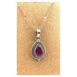Ruby Pendant Sterling Silver