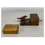 VTG Craved Wood Cigarette Box w/ Mechanical
