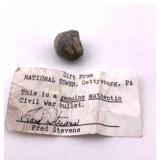 Genuine Authentic Civil War Bullet
