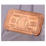 One Ounce Copper Bar Historic $500