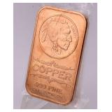 One Ounce Copper Bar .999 Indian Head Replica