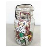 Old Atlas Jar w/ Dice Assortment