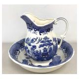 Delft Blue Pitcher & Bowl w/ Lion & Crown Makers