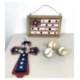 Americana Items: Wall Decor, Baseballs 5pc lot