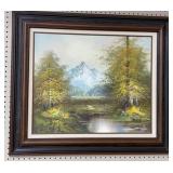 Framed Mountain & Stream Landscape Art