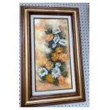 Framed Daisy Bouquet Floral Oil Painting