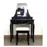 Black Make Up Vanity w/ Mirror and Bench
