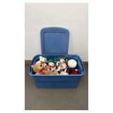Holiday Plush Snowmen & Bears In Large Tote