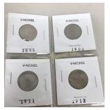 Liberty Nickels 1899,1900,1911,1912 4 Pc Lot