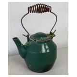 Cast Iron Green Enameled Tea Pot