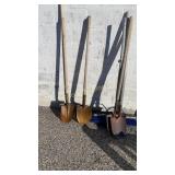 Shovels & Push Broom 8 Pc Lot