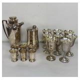 VTG Silver Plate Goblets, Drink Mixer 16 Pc Lot