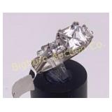 Engagement Ring Size 6.25 Sterling Silver CZ's