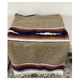 Woven Blanket Tan Blue Orange