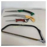 20' Bow Saw, 3 Pruning Saws 4 PC Lot