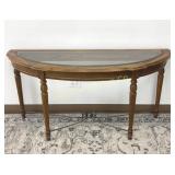 Oak Entry Sofa Table Edge of Glass Top Has Chip