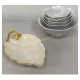 Small Lotus Porcelain Bowls, VTG Lenox USA Ivory