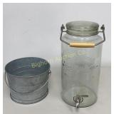 2.5 Gallon Glass Beverage Dispenser & Galvanized
