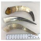 Raw Unfinished Powder Horns 3 Pc Lot