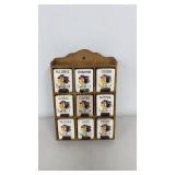 VTG Rooster Spice Rack w/ 9 Containers c.1950's