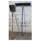 Flat Shovel, 24' Push Broom 2 PC Lot