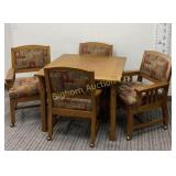 Flexsteel Oak 5 PC Dining Set, 4 Captains Chairs