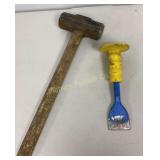 8 Lb Sledge Hammer, Chisel 2 PC Lot