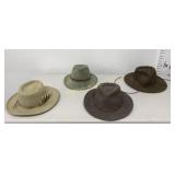 Lite Felt 100% Wool Hats 4 Pc Lot