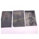 Antique Tin Type Photo's 3 Pc Lot