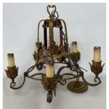 VTG Gold Tone Chandelier w/Decorative Crest/Shield