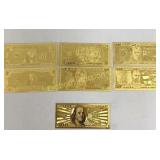 24K Gold Layered Novelty Currency $1,2,5,10,20,50