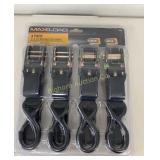 Ratchet Tie Downs  4 Pack, 1" x 15Ft, Unused
