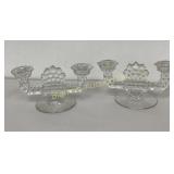 VTG Fostoria Glass Candle Stick Holders 2 PC Lot