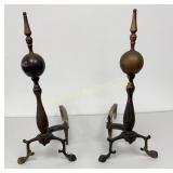 VTG Brass & Cast Iron Andirons (Fire Dogs)