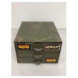 Metal 3 Drawer Cabinet w/ Contents: Staples, Lag