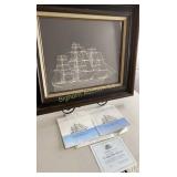 Framed Sterling Silver Silhouette The Clipper Ship