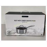 Unused Servappetit 3 Qt Hex Lined Sauce Pan w/ Lid