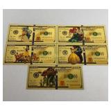 24K Gold Layered Disney Novelty Currency 5 PC Lot