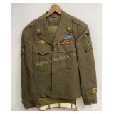 WWII Military Ike Jacket w/ Patches & Badges,