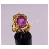 Ring Size 7 12K Gold Filled Stone Glows Under