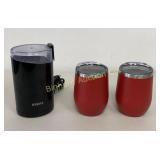 Krups Coffee Grinder, 2 Stainless Vacuum Mugs