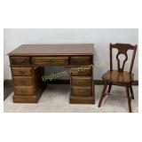 Wooden Desk w/ 7 Drawers, Formica Top, Includes