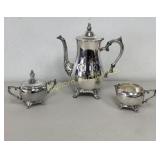 VTG WM Rogers Silver Plate Tea Set: Tea Pot 72-3