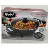 Parini Electric Wok w-Vented Glass Lid Unused