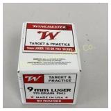 Ammo 9mm 50 Rds Winchester 115 Gr FMJ