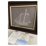 Framed Sterling Silver Silhouette The Schooner