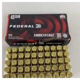Ammo 40 S&W 50 Rds Federal 180 Gr FMJ